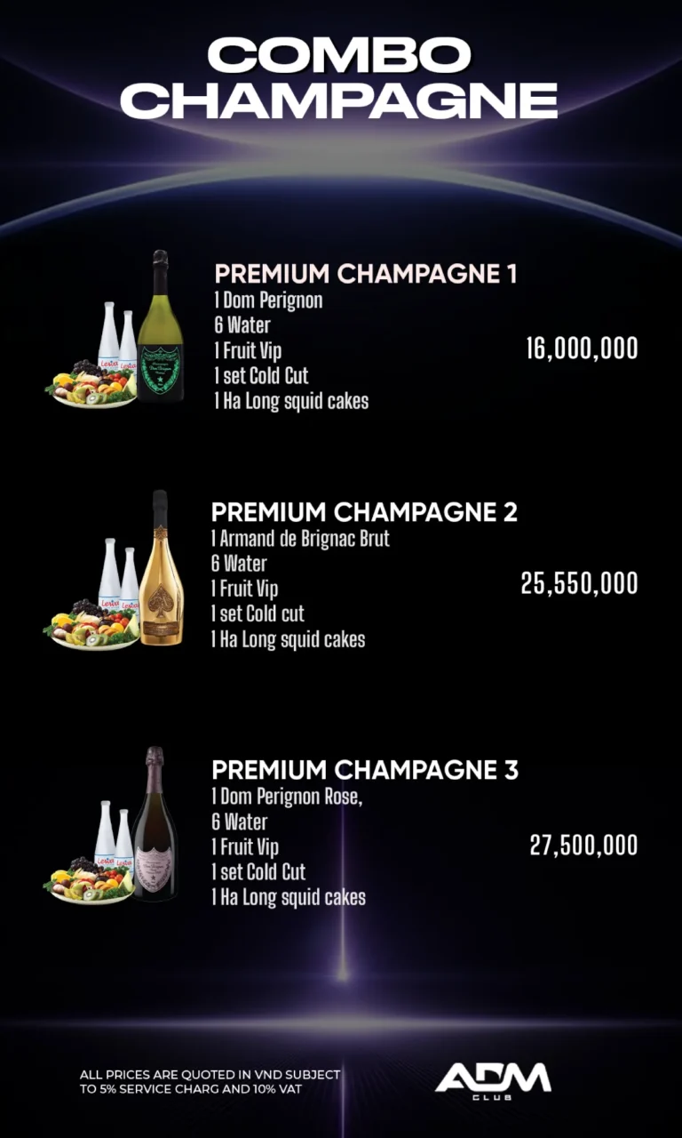 Menu ADM Club – Combo Champagne Premium