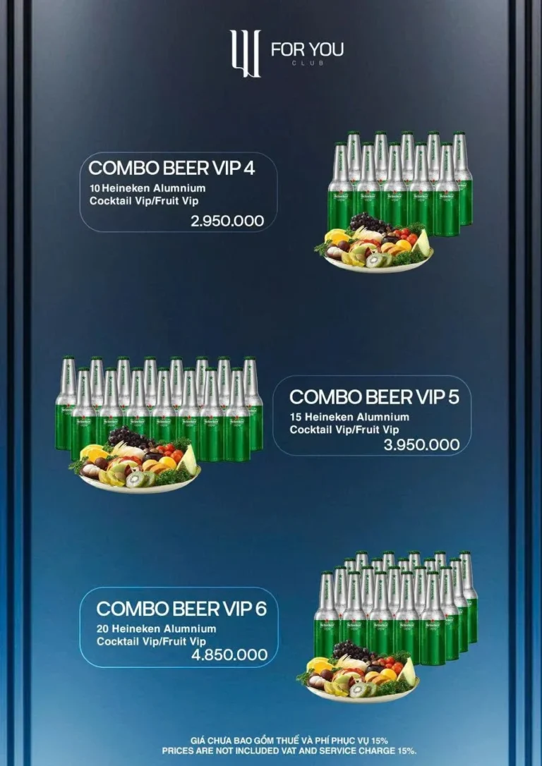 Menu For You Club Đà Nẵng – Combo bia VIP 4–6